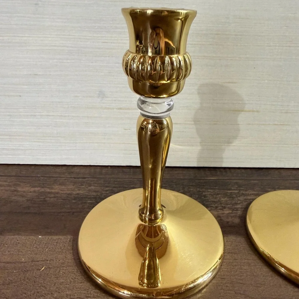 Solid Brass Taper Candle Holders (2) VTG 90s PartyLite Richmond Candlesticks - Picture 2 of 15